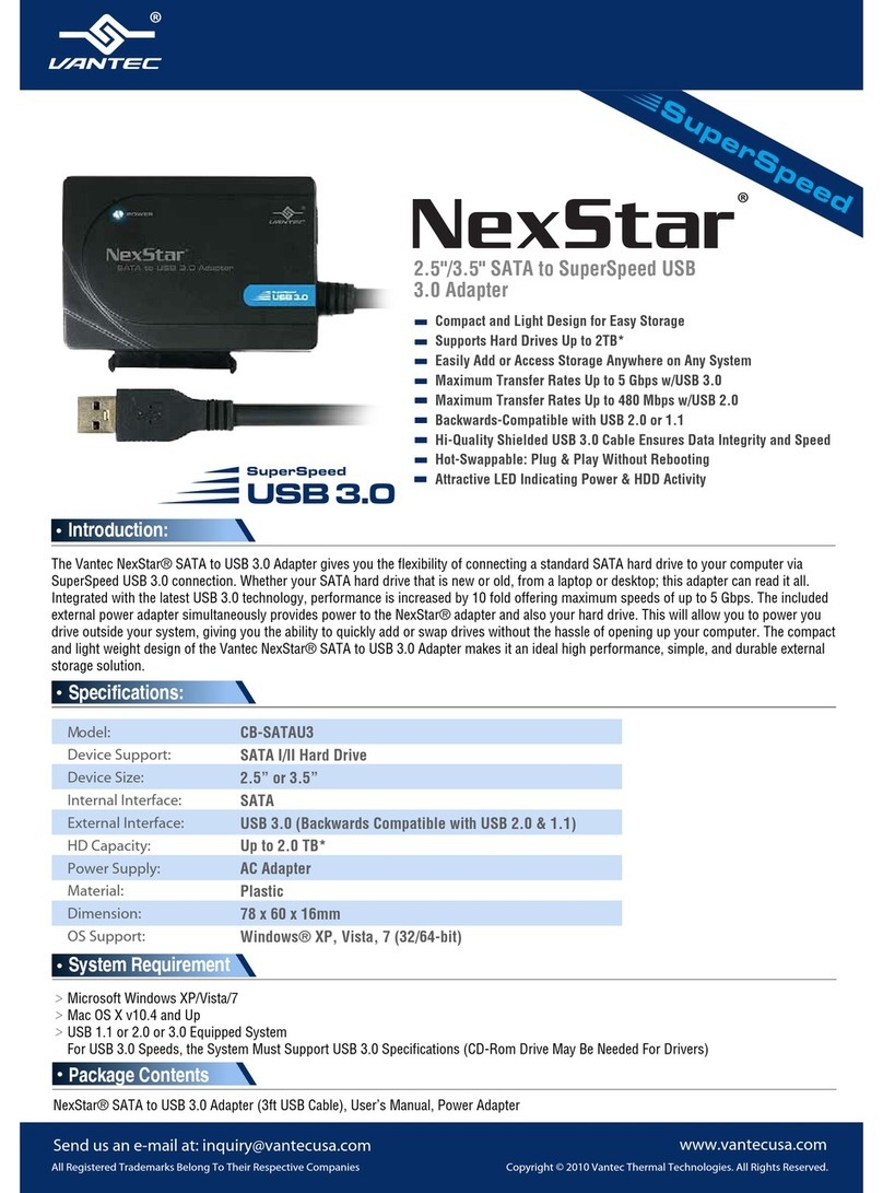 Vantec CB-SATAU3 User manual