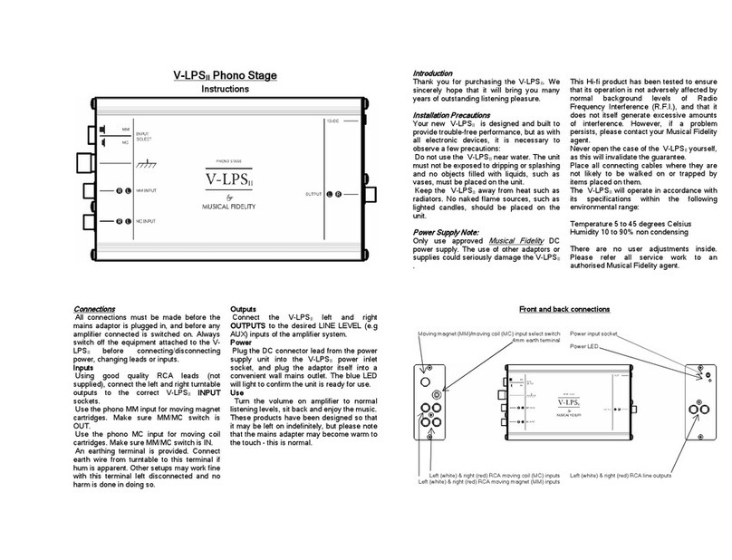 Musical Fidelity V-LPSII User manual
