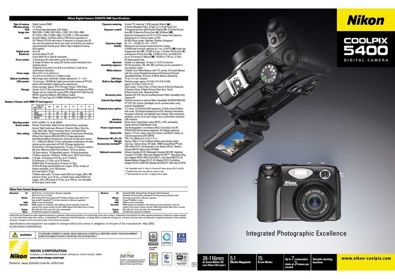 Nikon COOLPIX 5400 User manual Nikon COOLPIX 5400 User manual