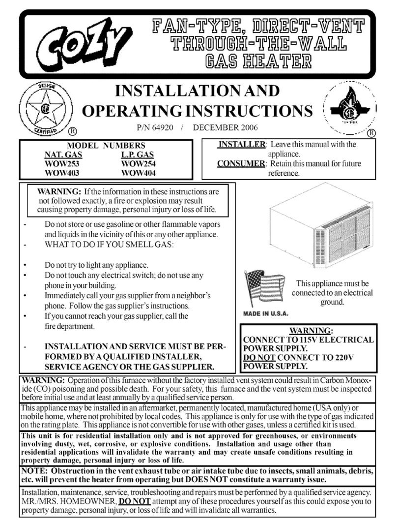 COZY WOW254 and Installation and operating instructions
