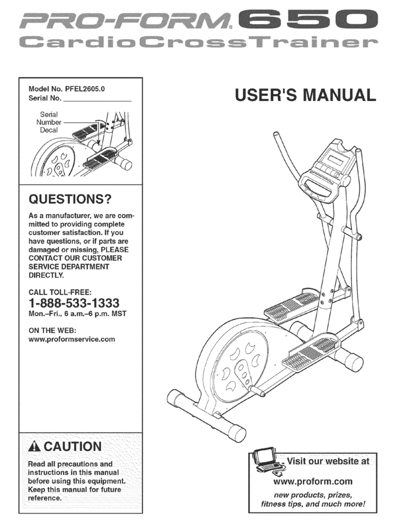 Pro-Form 650 Cardio Cross Trainer Elliptical User manual Pro-Form 650 Cardio Cross Trainer Elliptical User manual