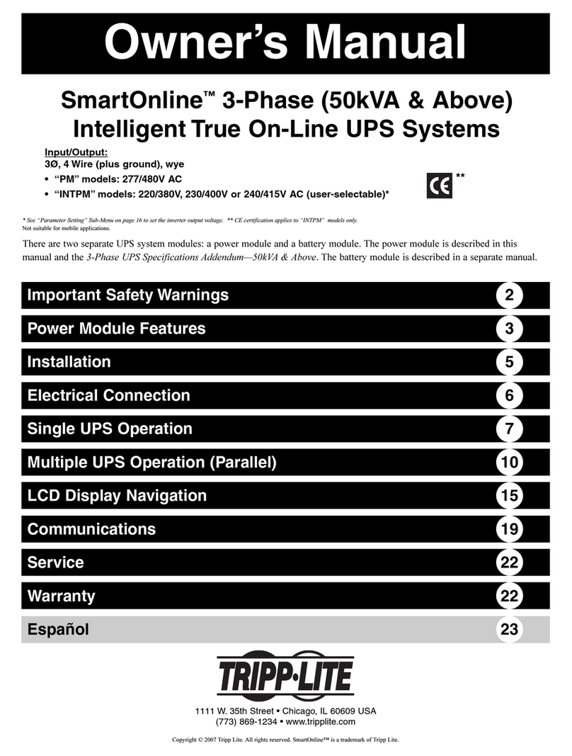 Tripp Lite SmartOnline 220/380V User manual Tripp Lite SmartOnline 220/380V User manual