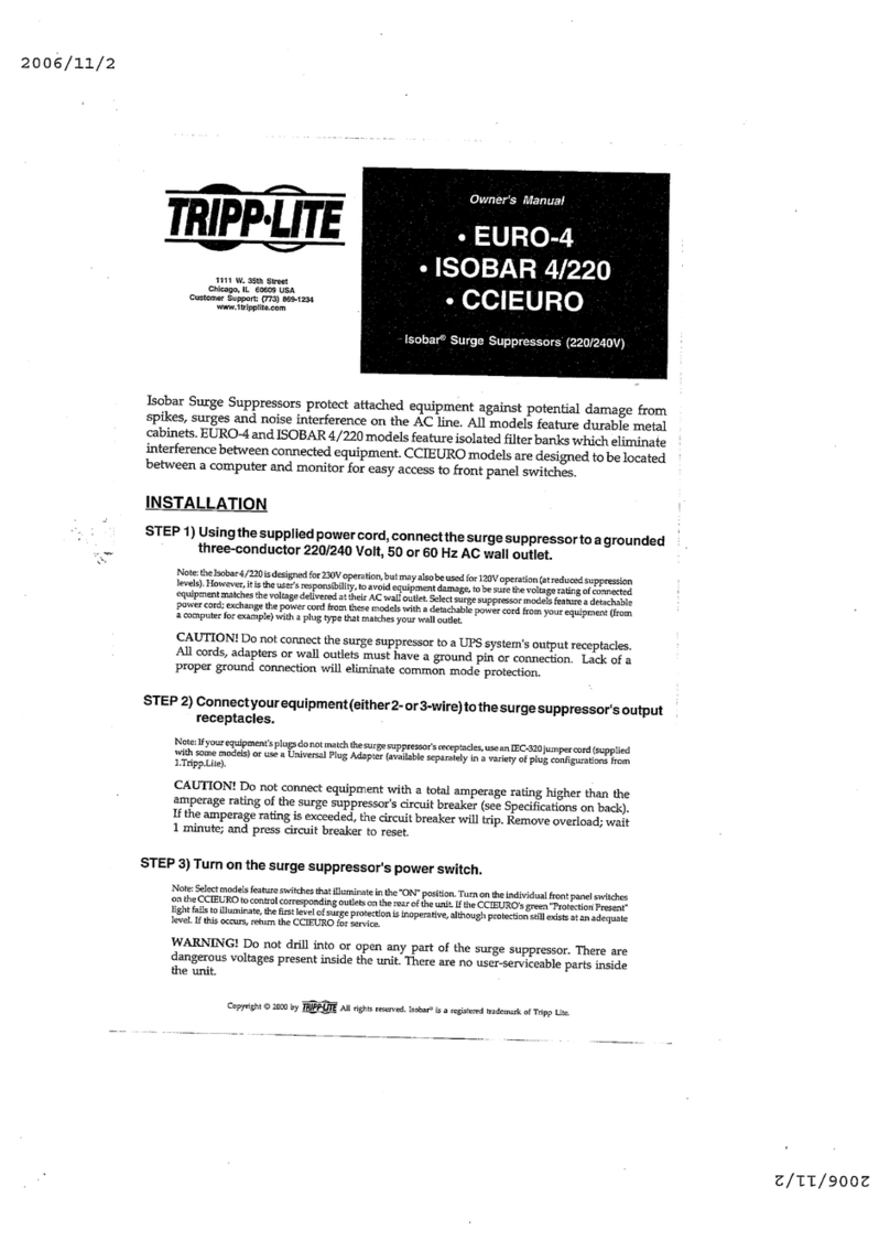 Tripp Lite ISOBAR 4/220 User manual