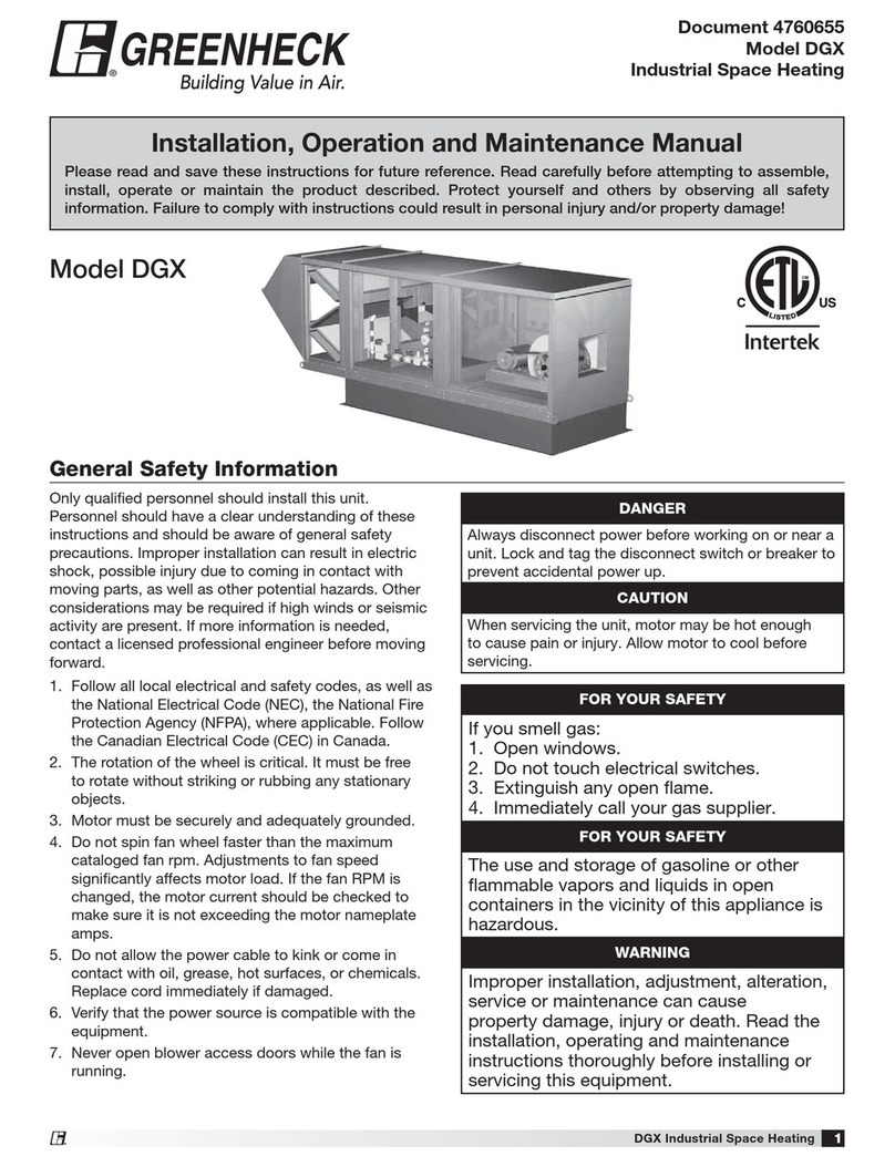 Greenheck DGX Installation, operation and maintenance manual
