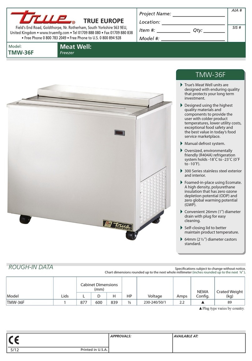 True TRUE EUROPE TMW-36F User manual
