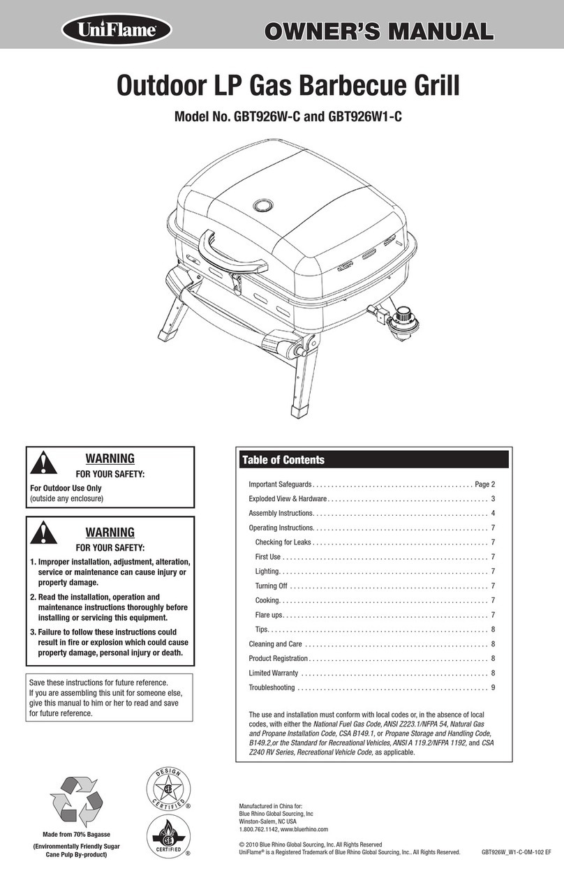 Uniflame GBT926W-C owner's manual