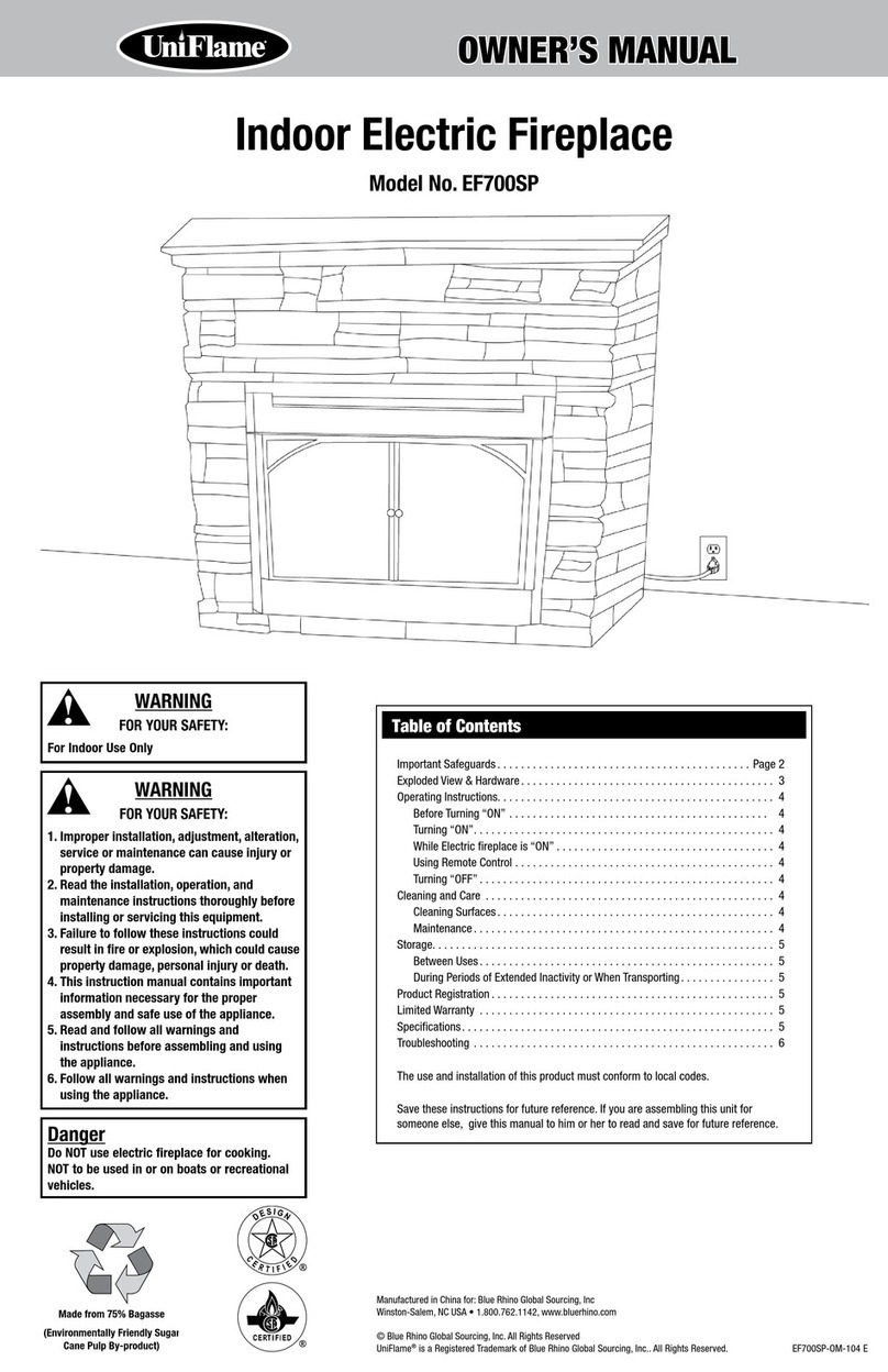 Uniflame EF700SP owner's manual