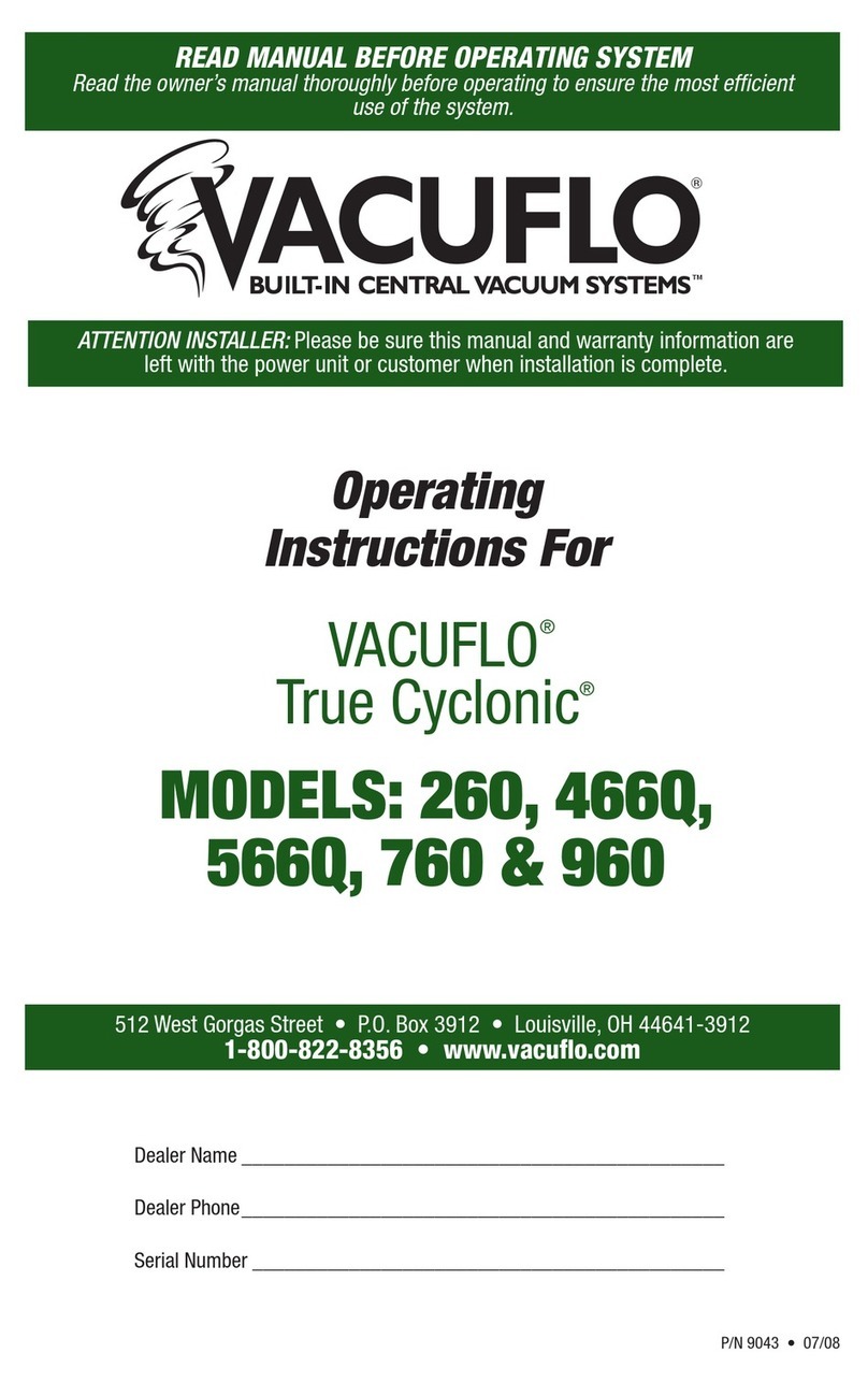 Vacuflo TRUE CYCLONIC 260 operating instructions