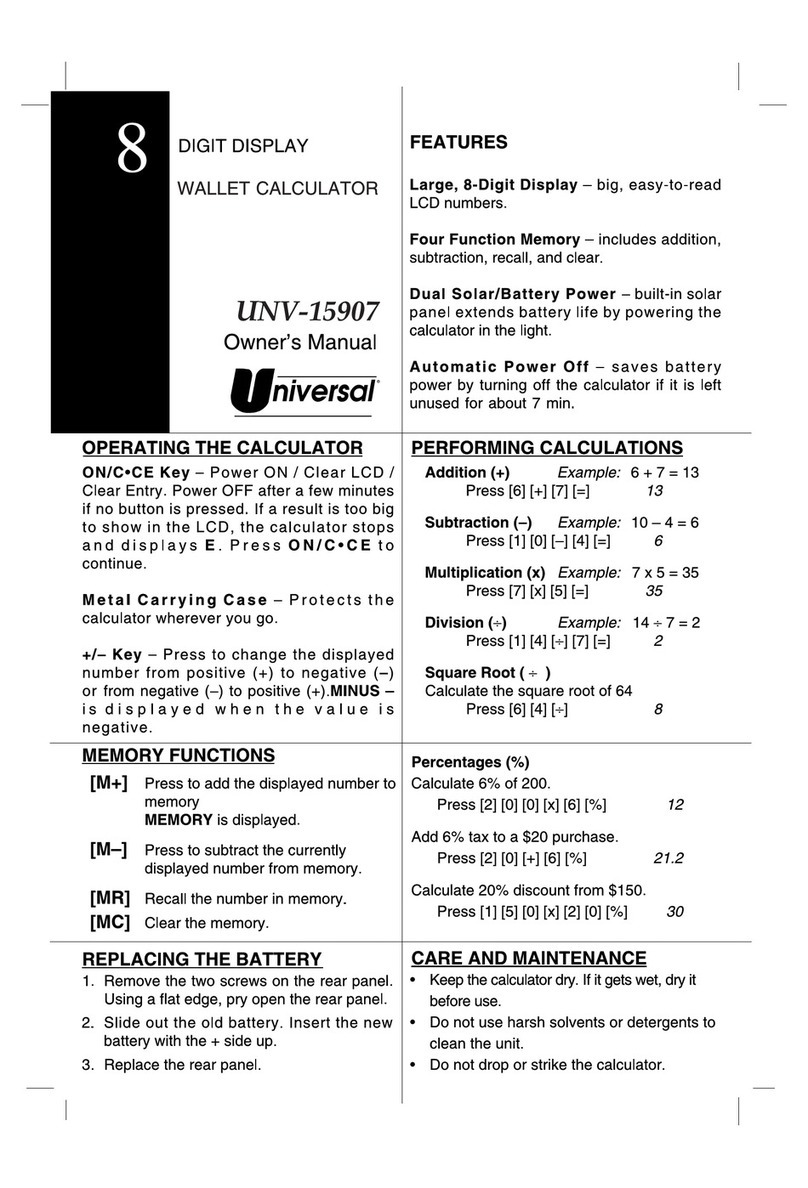 Universal UNV-15907 owner's manual