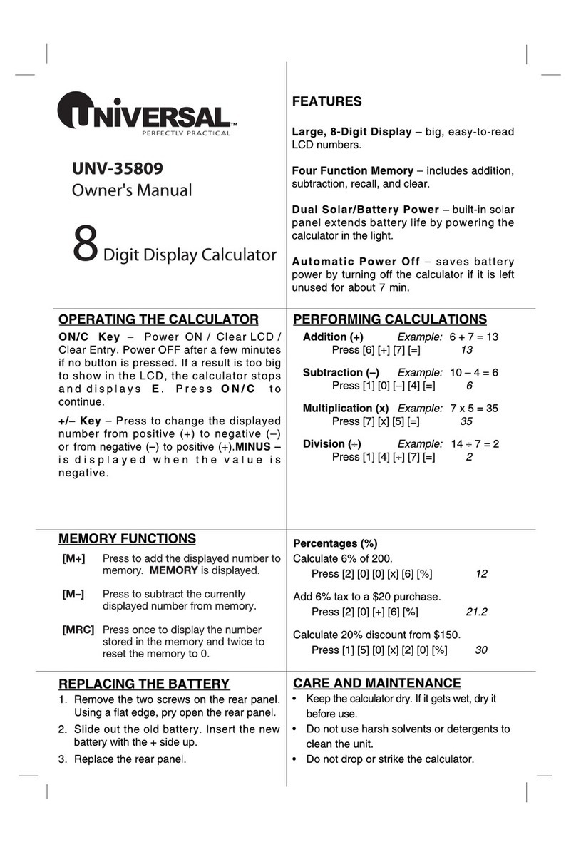 Universal UNV -35809 owner's manual