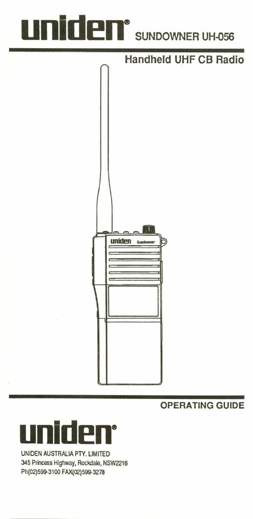 Uniden SUNDOWNER UH-056 User manual