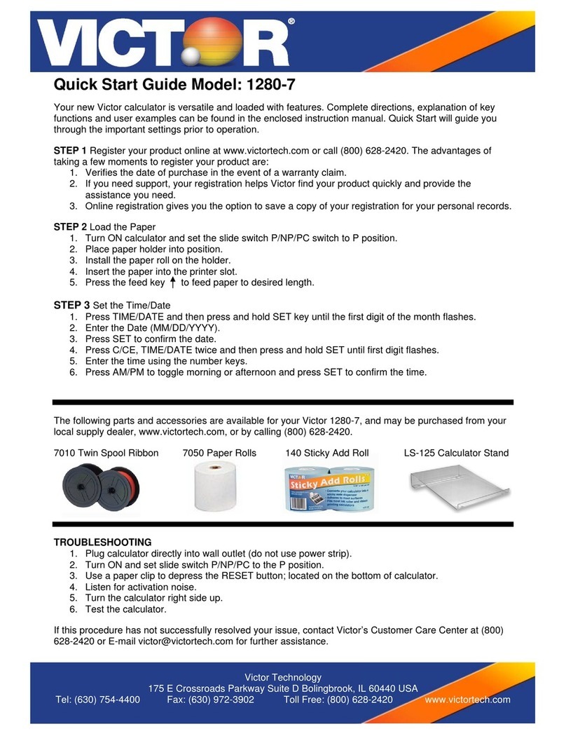 Victor 1280-7 quick start guide