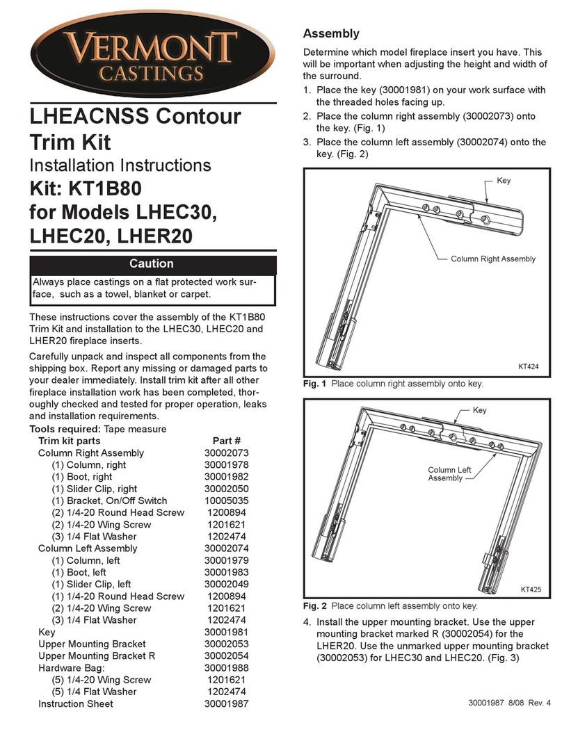 Vermont Castings LHEACNSS Contour KT1B80 installation instructions