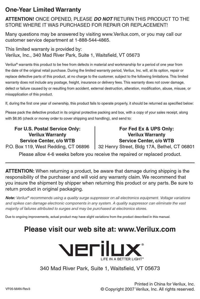 Verilux Princeton Deluxe VF05 User manual