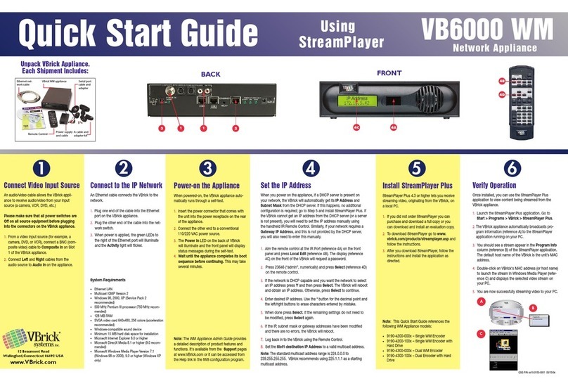VBrick Systems VB6000 WM quick start guide