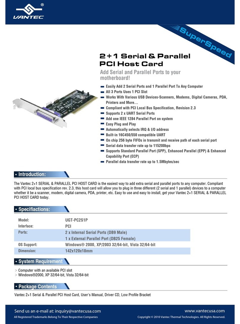 Vantec 2+1 Serial & Parallel PCI Host Card User manual