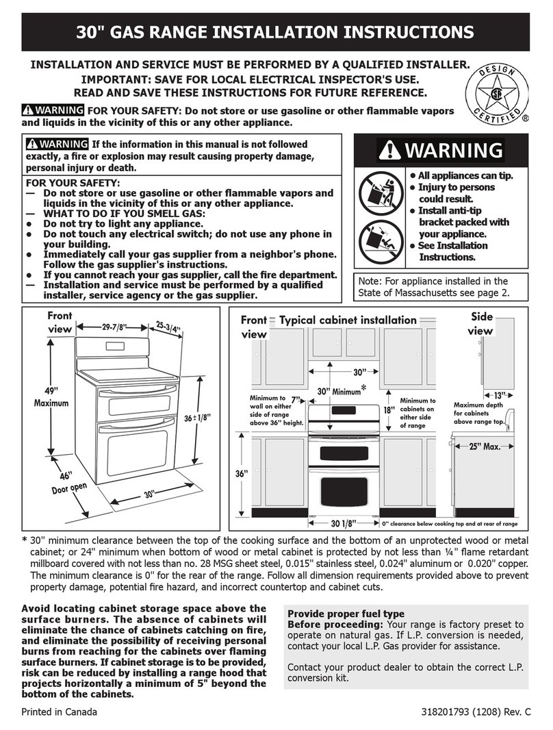 Frigidaire FGGF301DNB installation instructions Frigidaire FGGF301DNB installation instructions