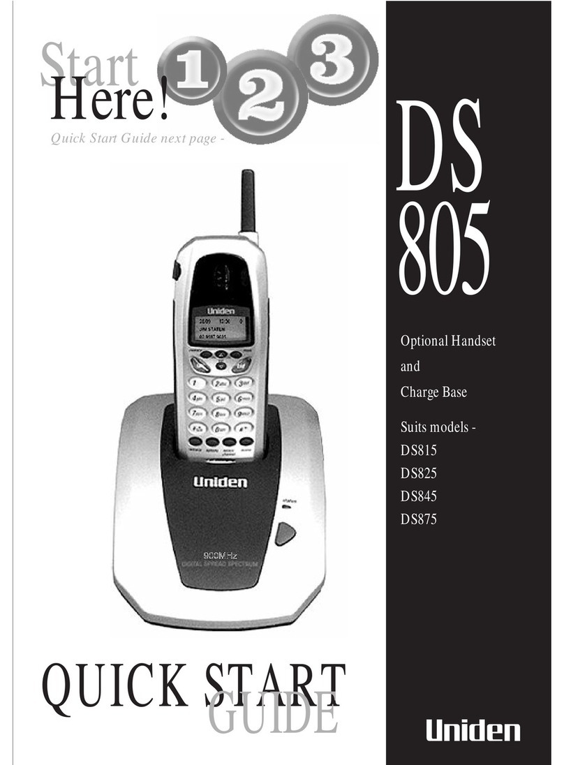 Uniden DS 805 quick start guide Uniden DS 805 quick start guide
