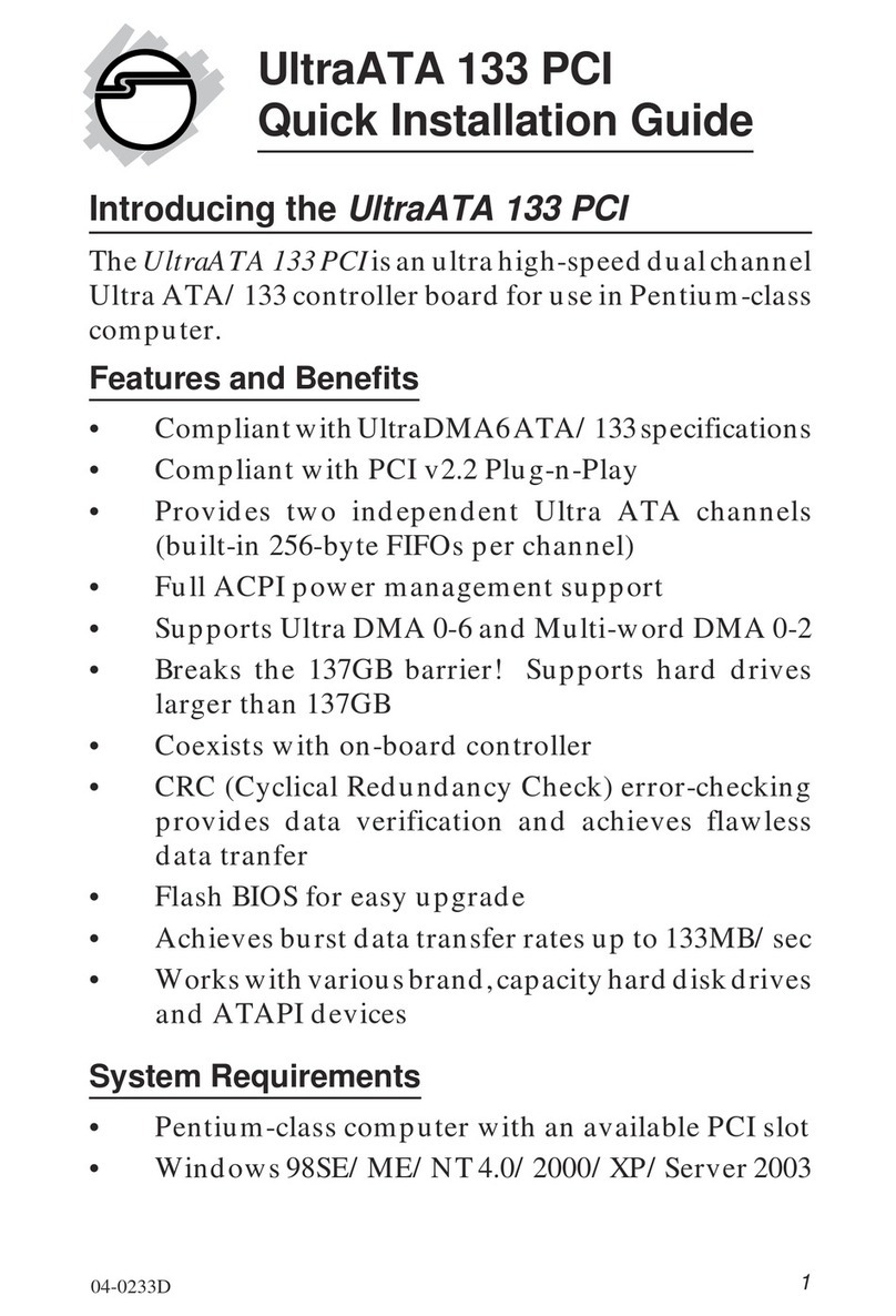 SIIG UltraATA 133 PCI Quick installation guide