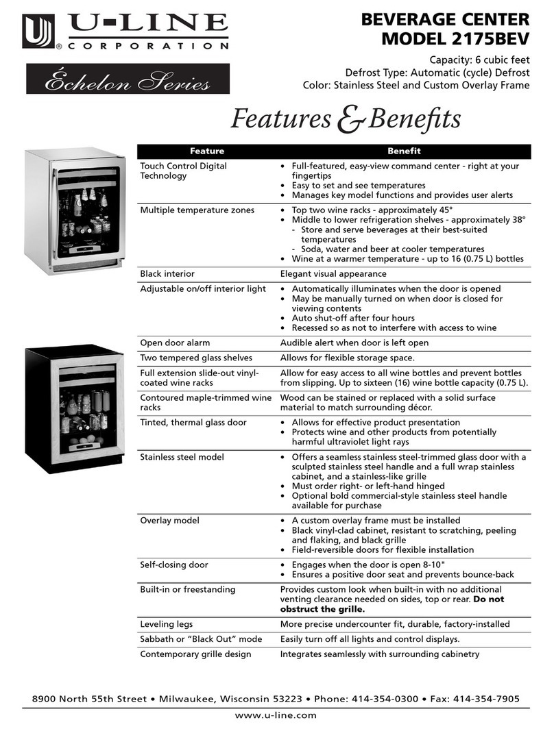 U-Line Echelon 2175BEV Owner's manual