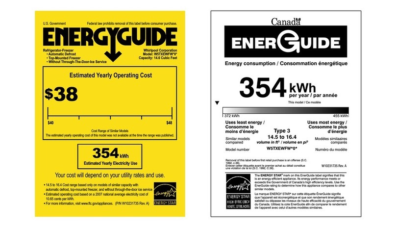 Whirlpool W5TXEWFWB - 15 cu. Ft. Refrigerator Energy guide