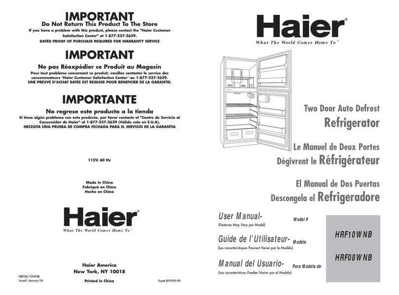 Haier HRF10WNBLWW User manual Haier HRF10WNBLWW User manual