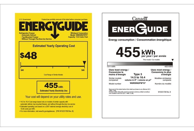 Whirlpool W6RXNGFWB - 16 CF Glass Shelves Contour Do Energy guide