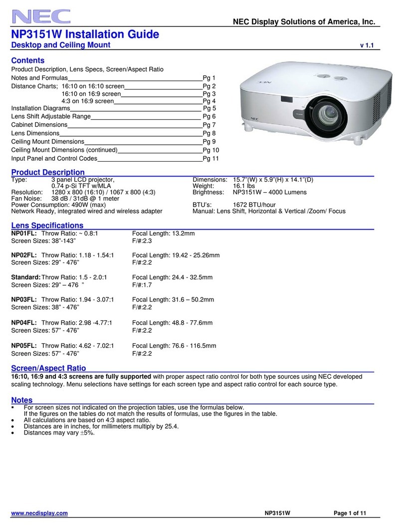 NEC NP3151W WXGA User manual