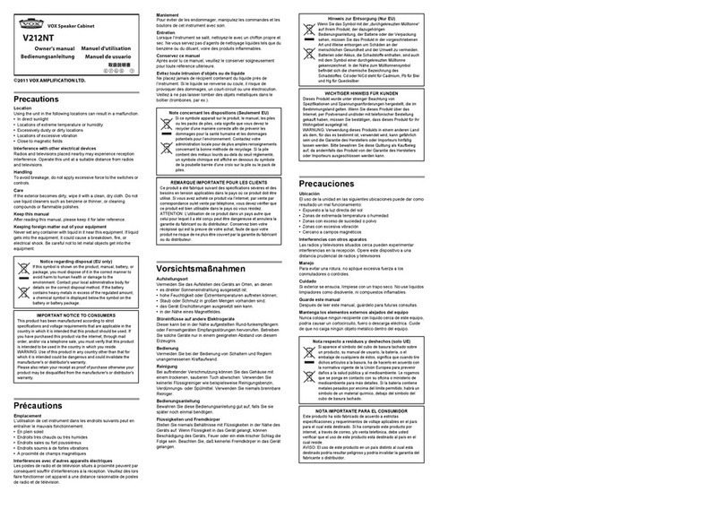 Vox V212NT owner's manual