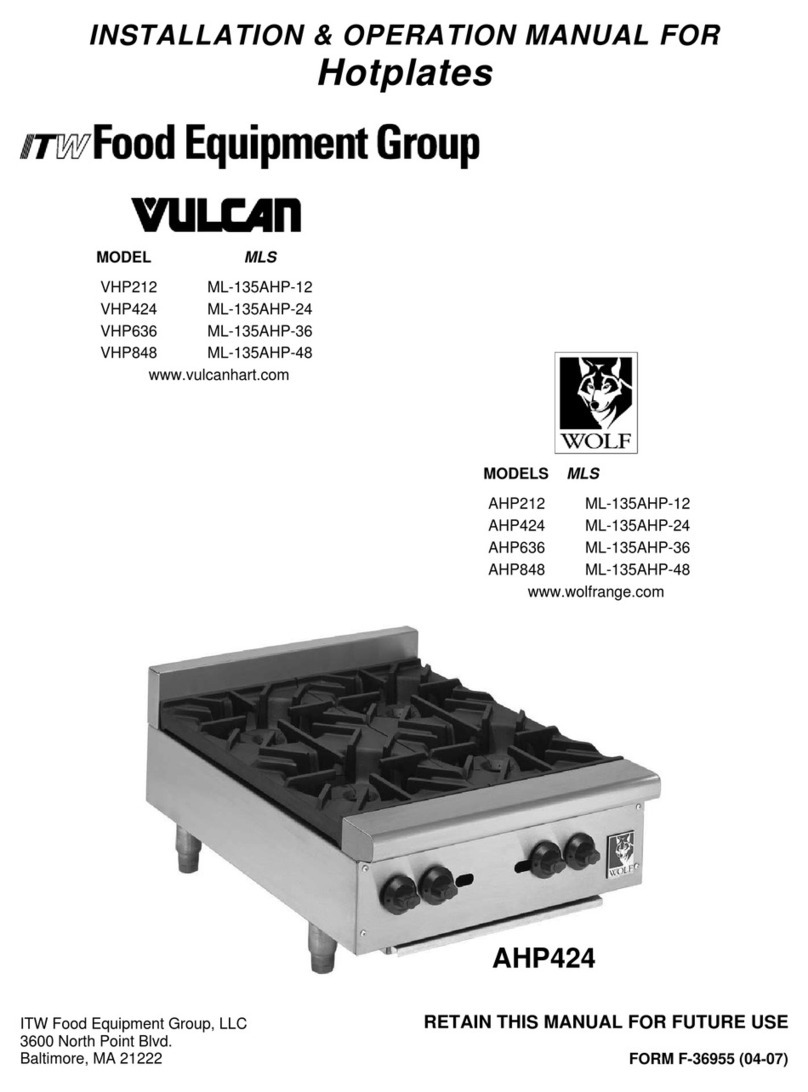 ITW Food Equipment Group Vulcan VHP212 Installation & operation manual ITW Food Equipment Group Vulcan VHP212 Installation & operation manual