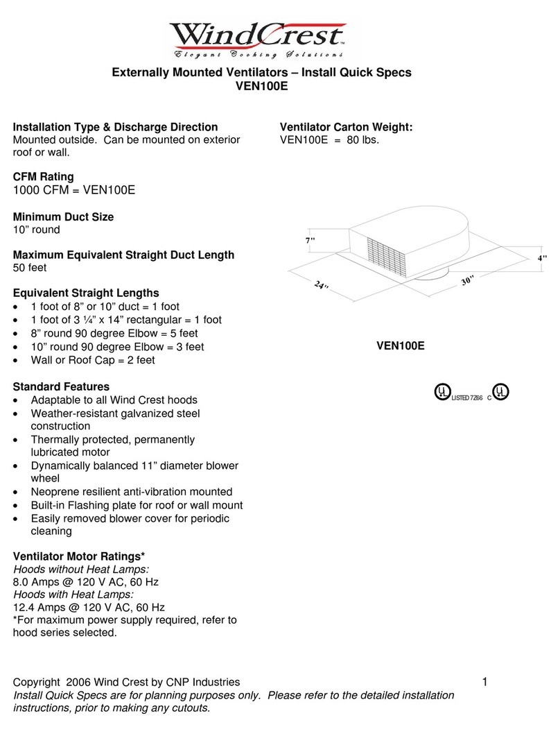 Wind Crest VEN100E Install quick specs