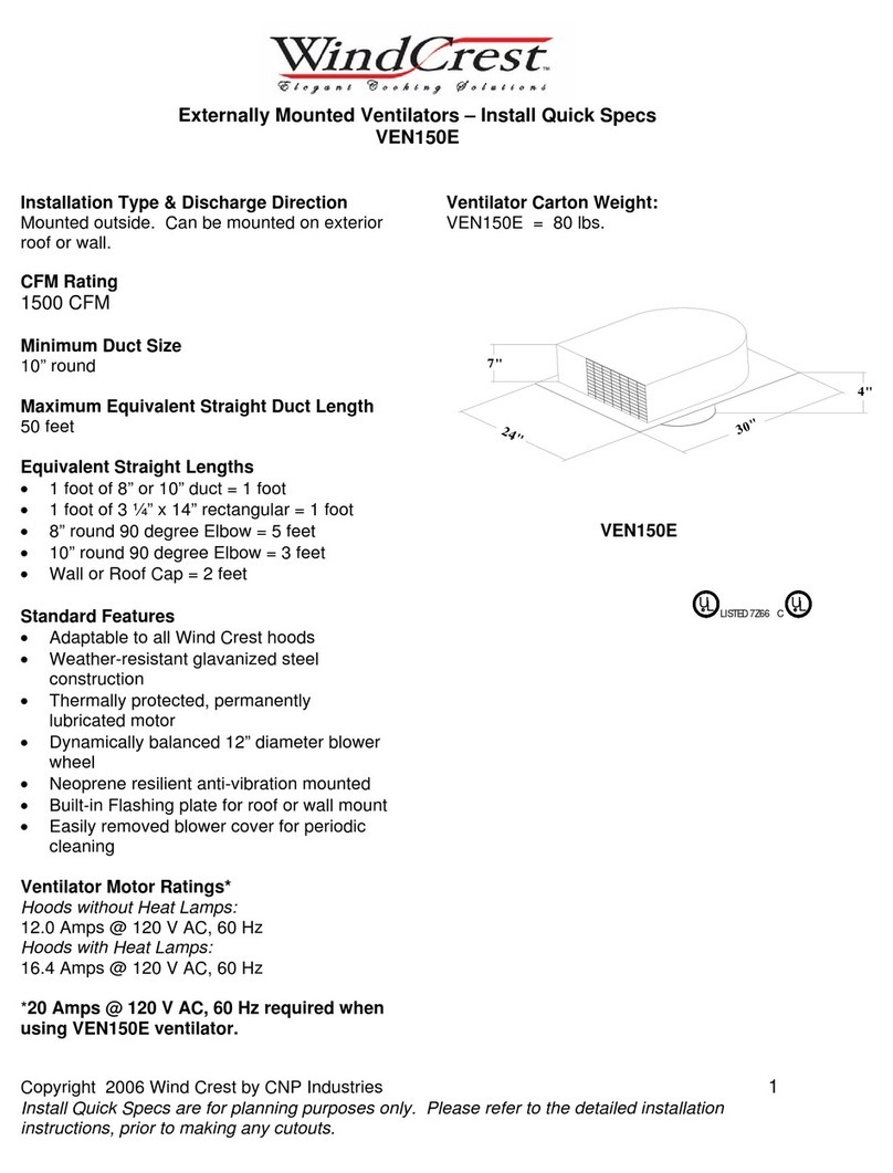 Wind Crest VEN150E Install quick specs