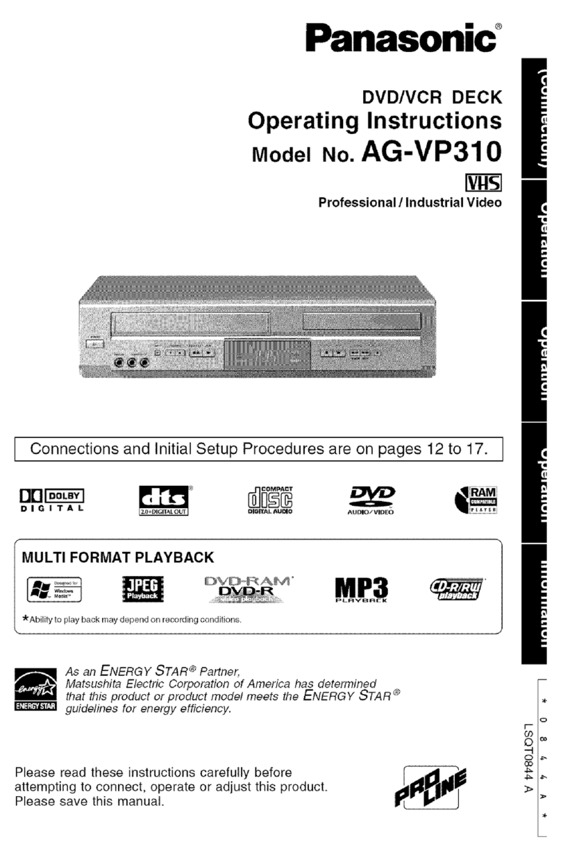 Panasonic AGVP310 - DVD/VCR DECK operating instructions