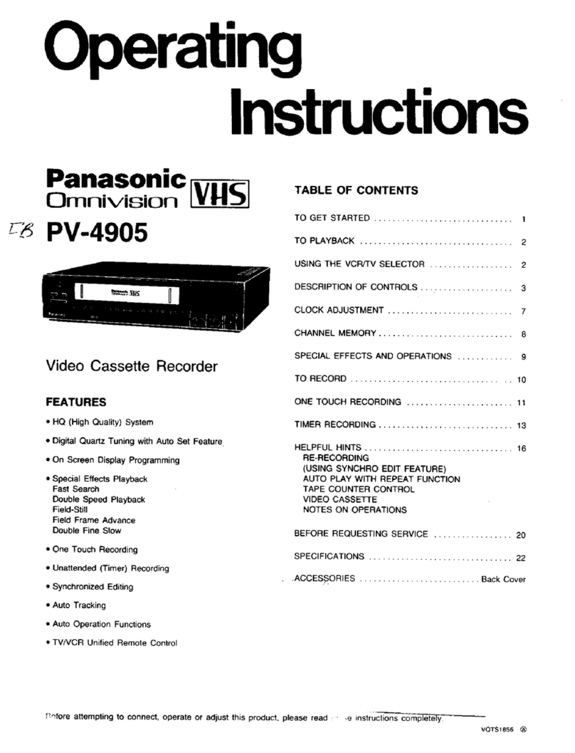 Panasonic Omnivision VHS PV-4905 User manual Panasonic Omnivision VHS PV-4905 User manual