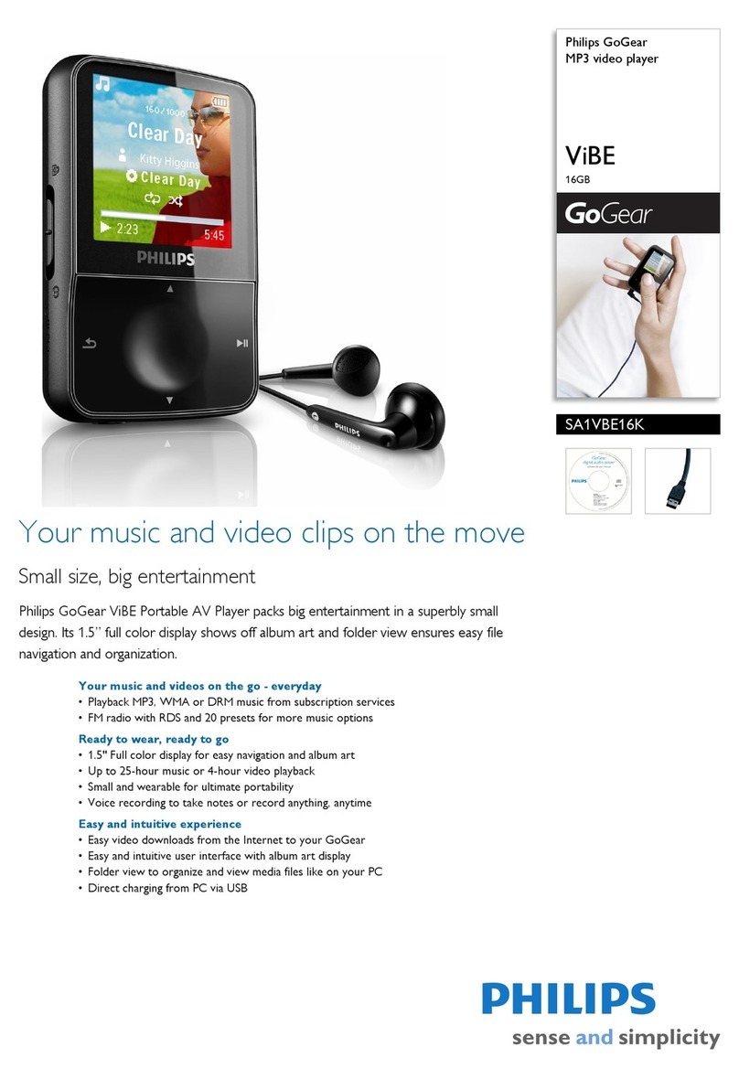 Philips GOGEAR  VIBE SA1VBE16K User manual