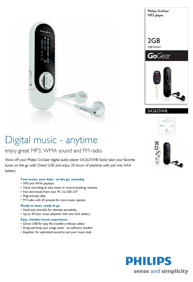 Philips SA2625WB - GoGear 2 GB Digital Player User manual