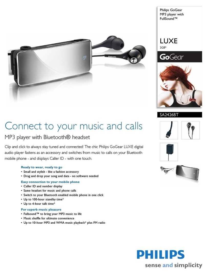 Philips GoGear SA2426BT Specifications