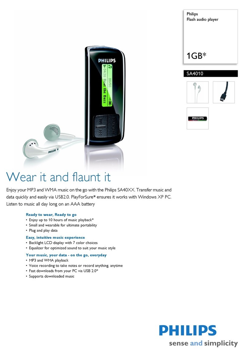Philips SA4010 - 1 GB Digital Player User manual