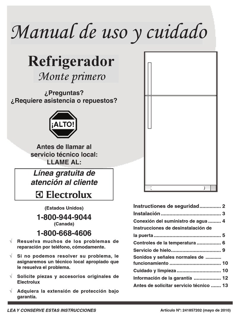 Frigidaire FRT21HS8KS - 21CF T/M SS PROHNDL GLS RH Onl Manual de uso y cuidado