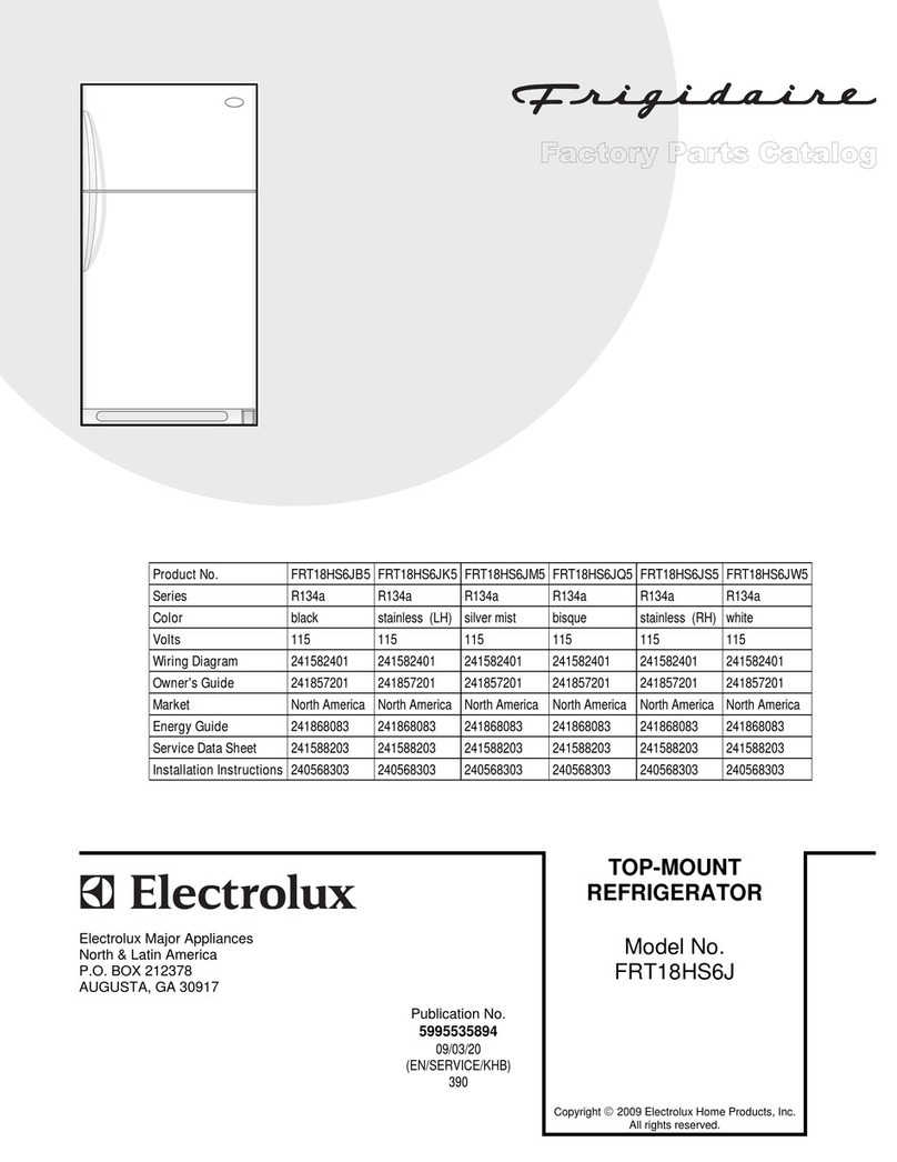 Frigidaire FRT18HS6JS - 18 Cu Ft Refrigerator Instruction Manual