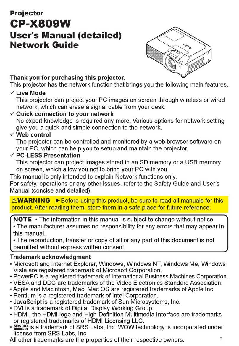 Hitachi CPX809 - XGA LCD Projector Installation and maintenance instructions