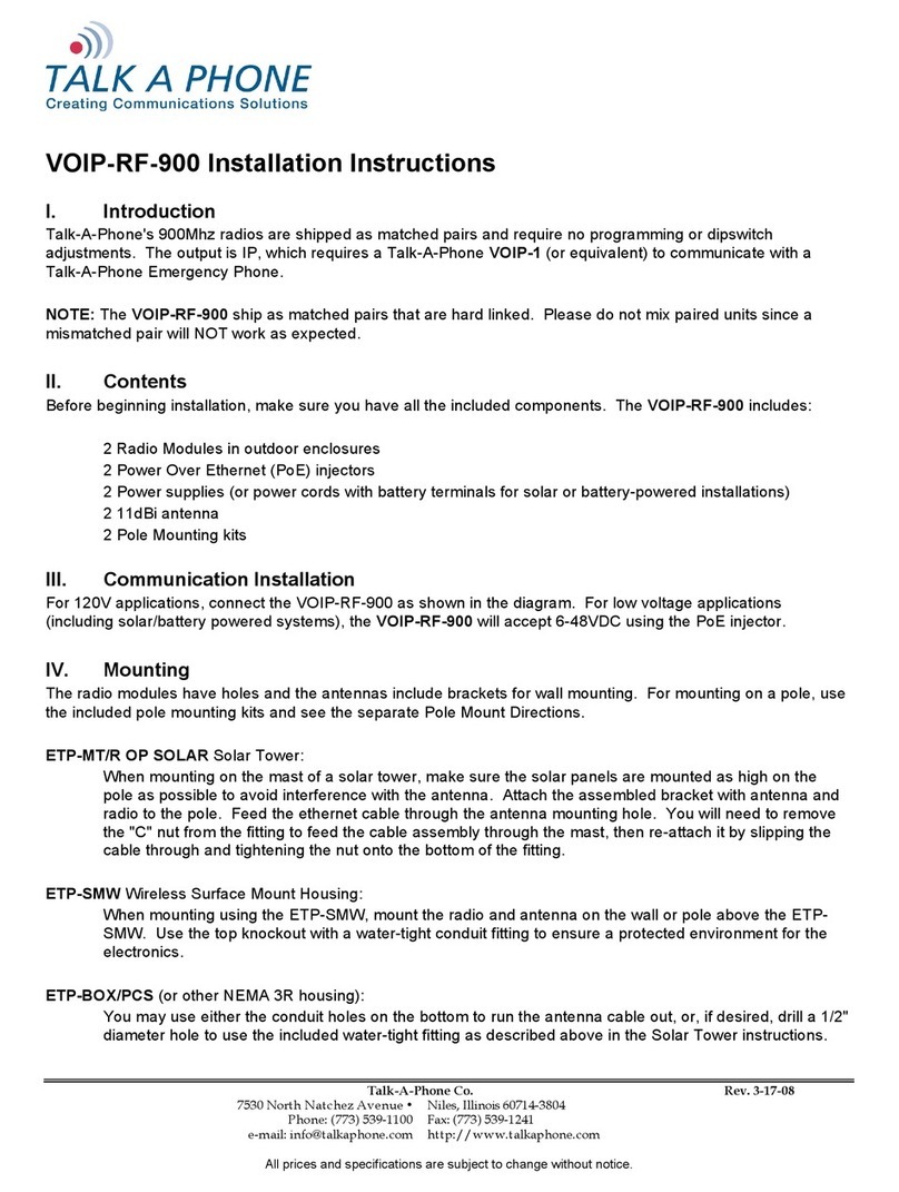 Talkaphone VOIP-RF-900 installation instructions