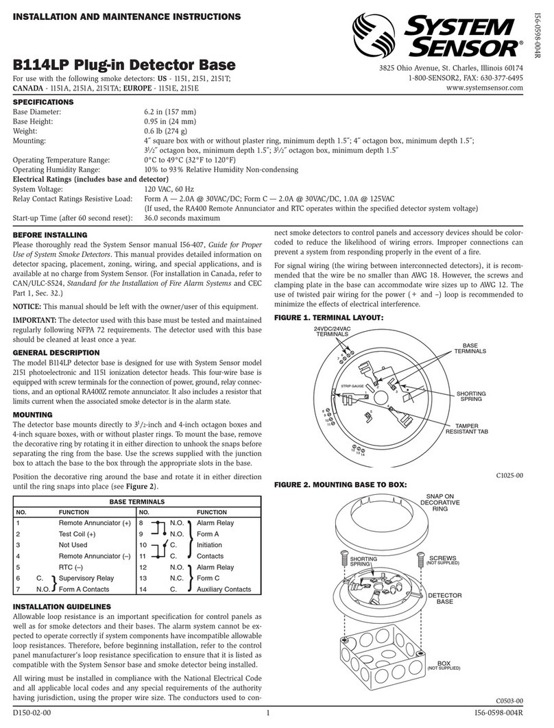 System Sensor B114LP Installation and maintenance instructions