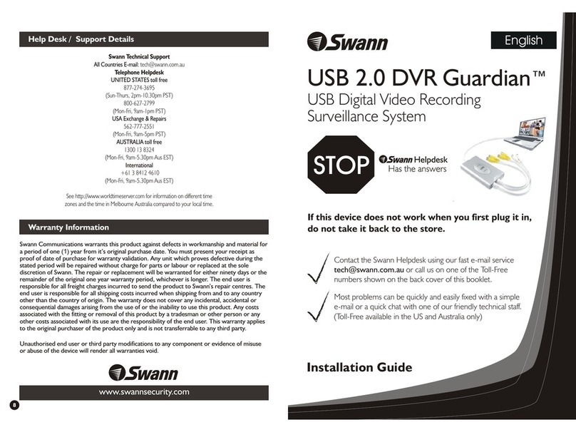 Swann USB 2.0 DVR Guardian installation guide