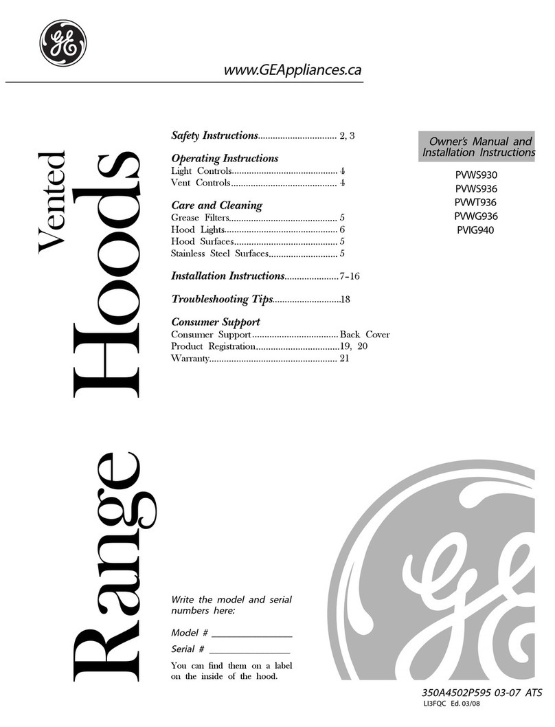 GE PVWS930 and Owner's manual and installation instructions