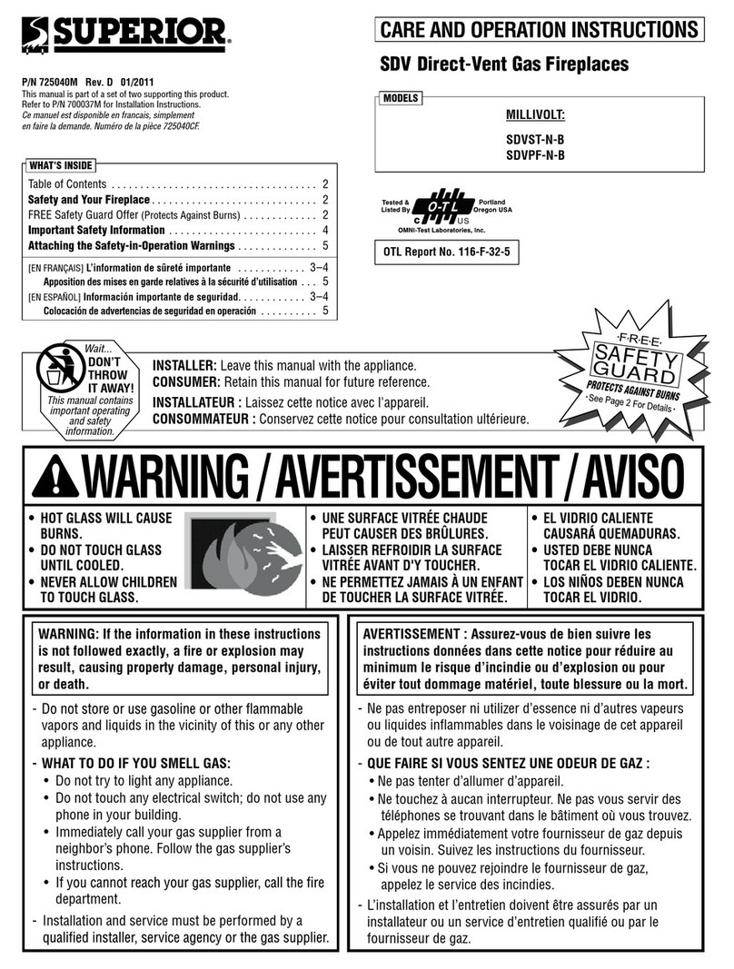 Superior SDVST-N-B Care and operation instructions