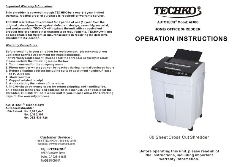 Techko AUTOTECH HAF080 Operation instructions