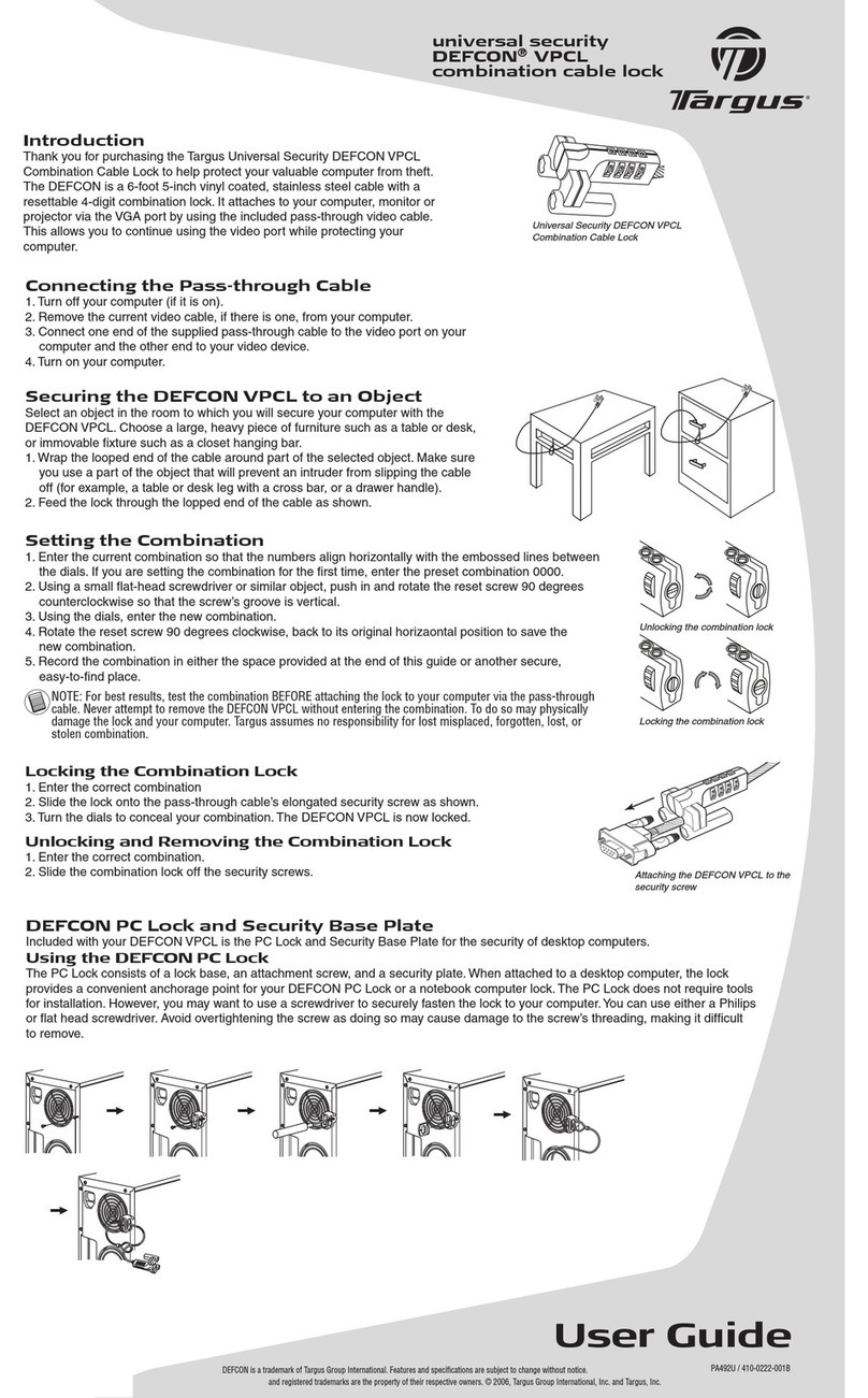 Targus universal security DEFCON VPCL User manual
