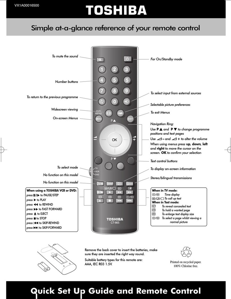Toshiba Regza WL68 Quick setup guide