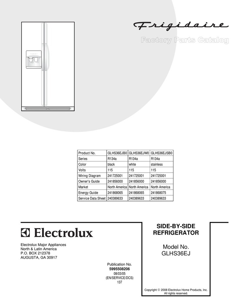 Frigidaire GLHS36EJSB - 22.6 cu. Ft. Refrigerator Service data sheet